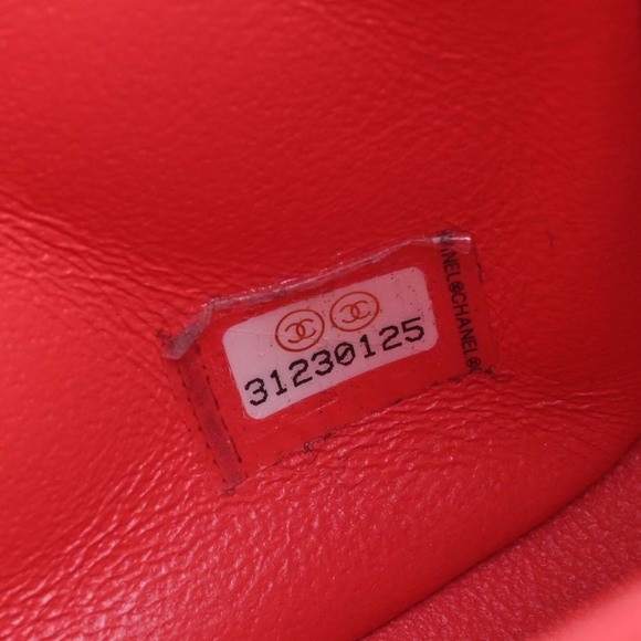 CHANEL Lambskin Mini Matelasse Coco Mark Chain Shoulder Bag Red Ladies - Picture 8 of 10